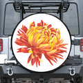 Watercolor Chrysanthemum Print Leather Spare Tire Cover