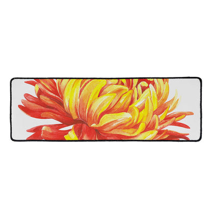 Watercolor Chrysanthemum Print Long Kitchen Mat