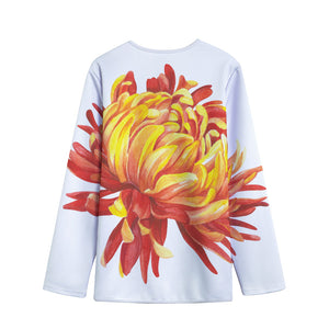 Watercolor Chrysanthemum Print Long Sleeve Short Coat