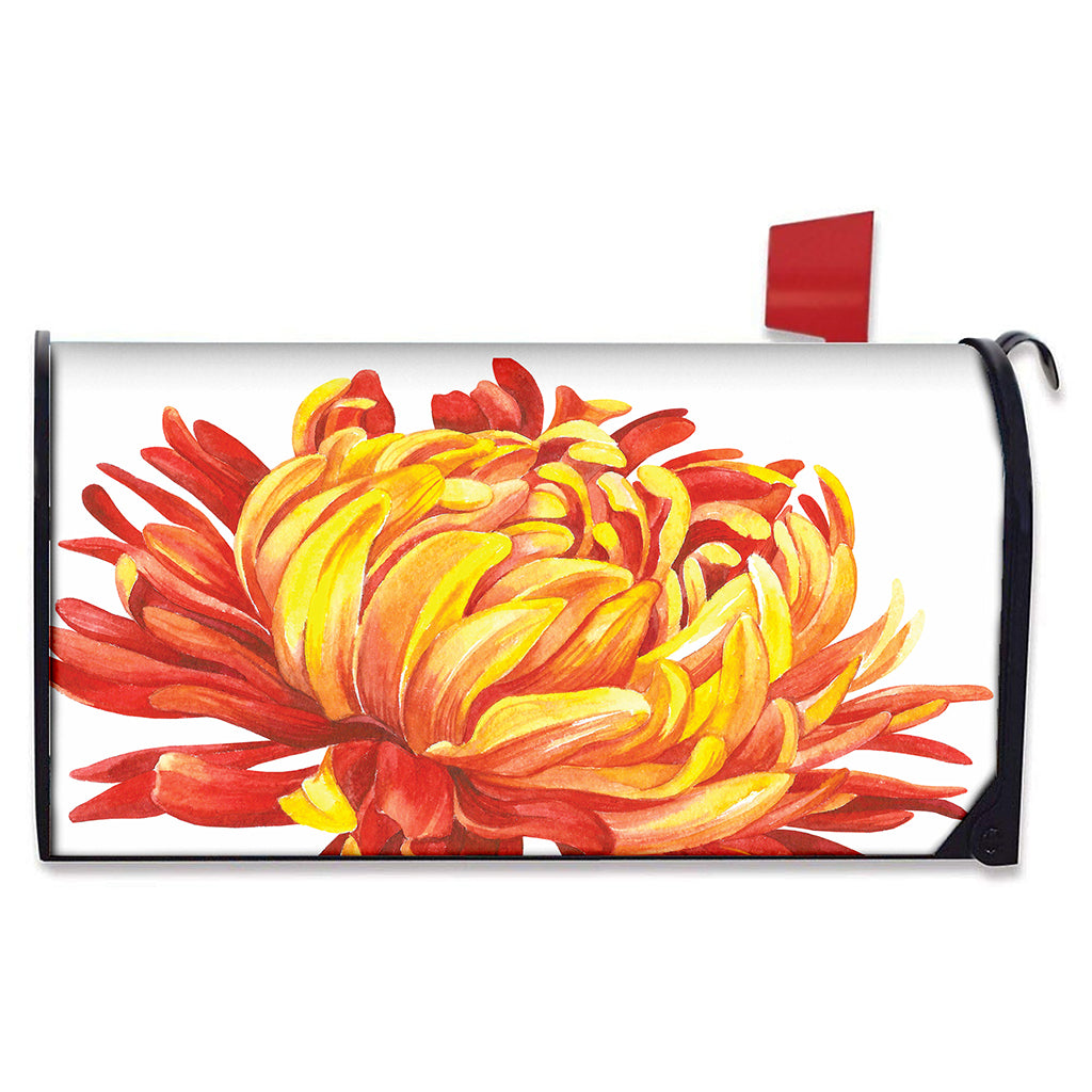 Watercolor Chrysanthemum Print Mailbox Cover