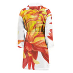 Watercolor Chrysanthemum Print Men's Bathrobe