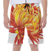 Watercolor Chrysanthemum Print Men's Beach Shorts