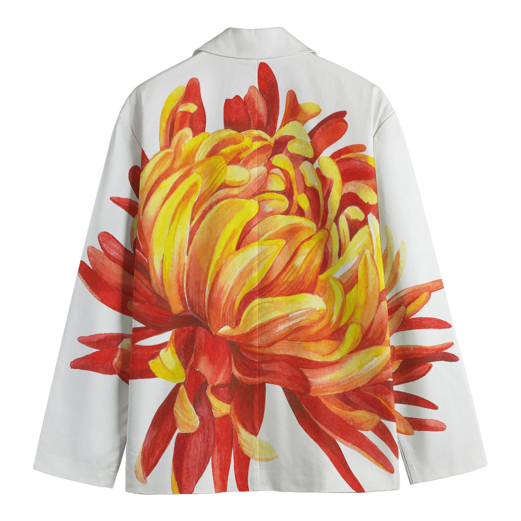 Watercolor Chrysanthemum Print Men's Blazer