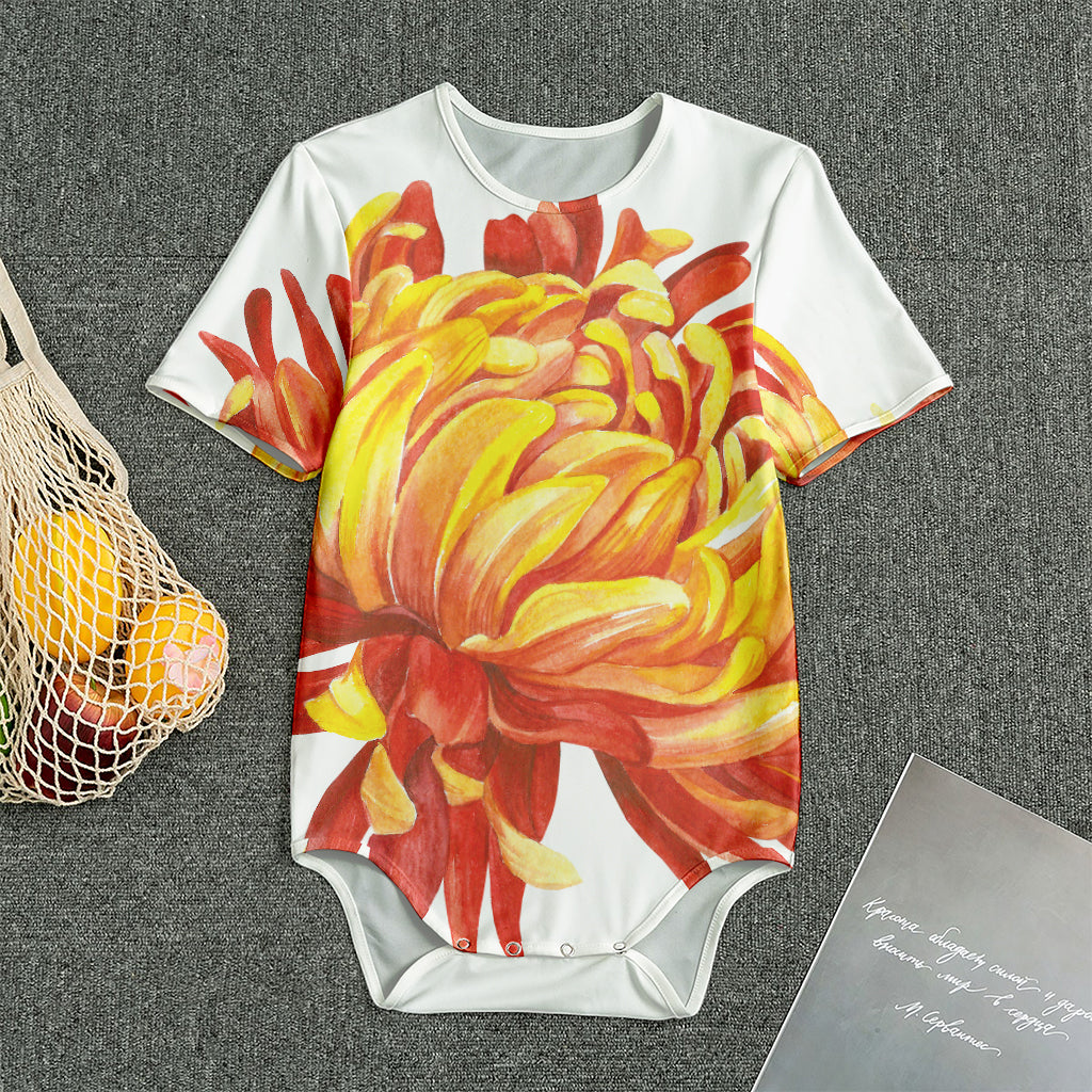 Watercolor Chrysanthemum Print Men's Bodysuit