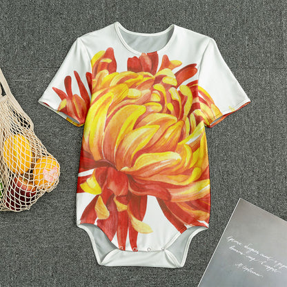 Watercolor Chrysanthemum Print Men's Bodysuit