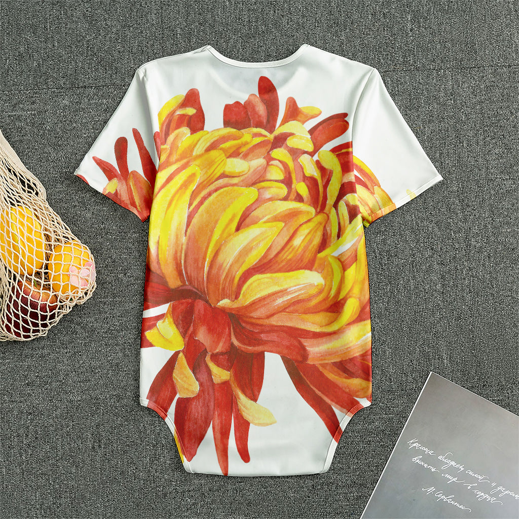 Watercolor Chrysanthemum Print Men's Bodysuit