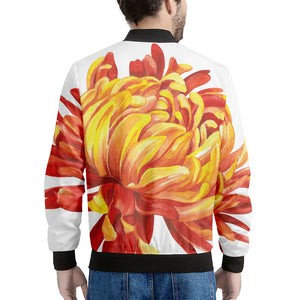 Watercolor Chrysanthemum Print Men's Bomber Jacket