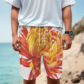 Watercolor Chrysanthemum Print Men's Cargo Shorts