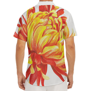 Watercolor Chrysanthemum Print Men's Deep V-Neck Shirt