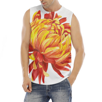Watercolor Chrysanthemum Print Men's Fitness Tank Top