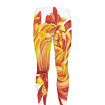 Watercolor Chrysanthemum Print Men's leggings