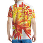 Watercolor Chrysanthemum Print Men's Polo Shirt