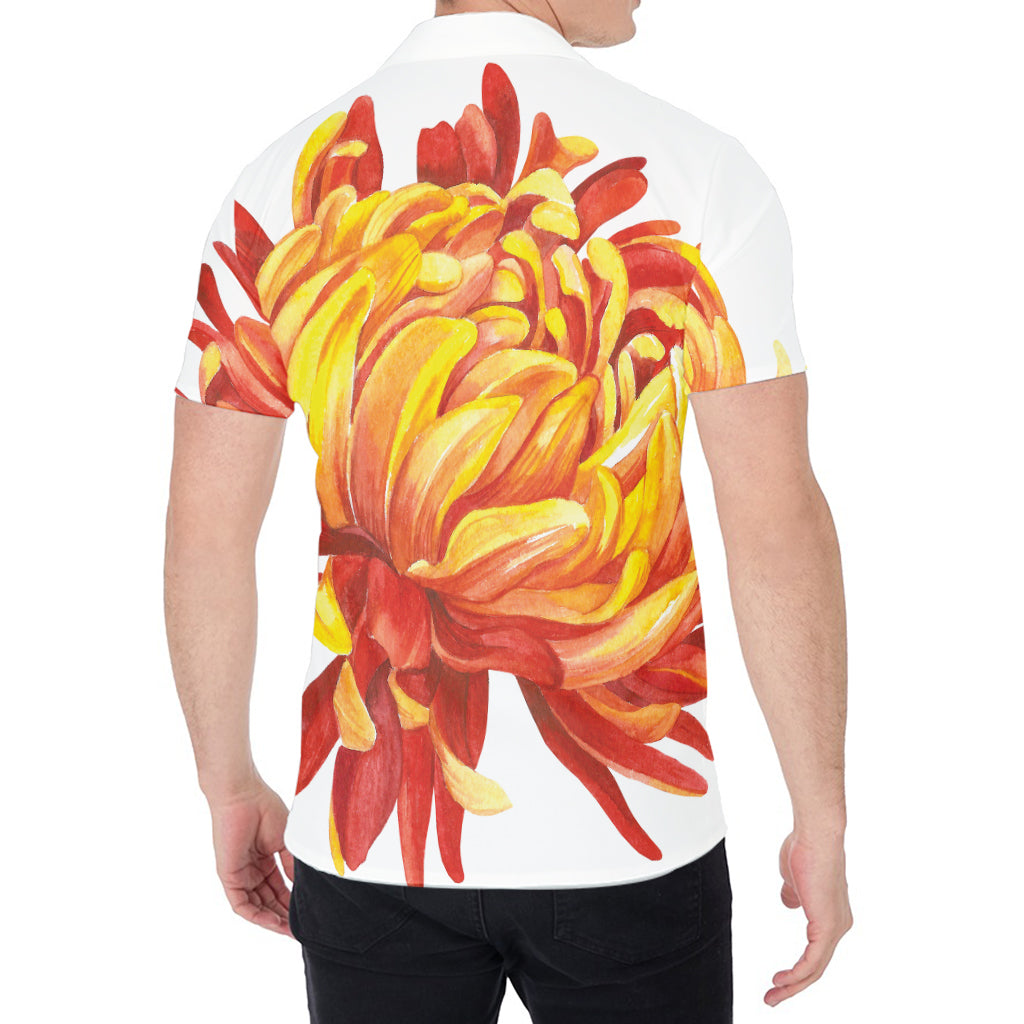 Watercolor Chrysanthemum Print Men's Shirt