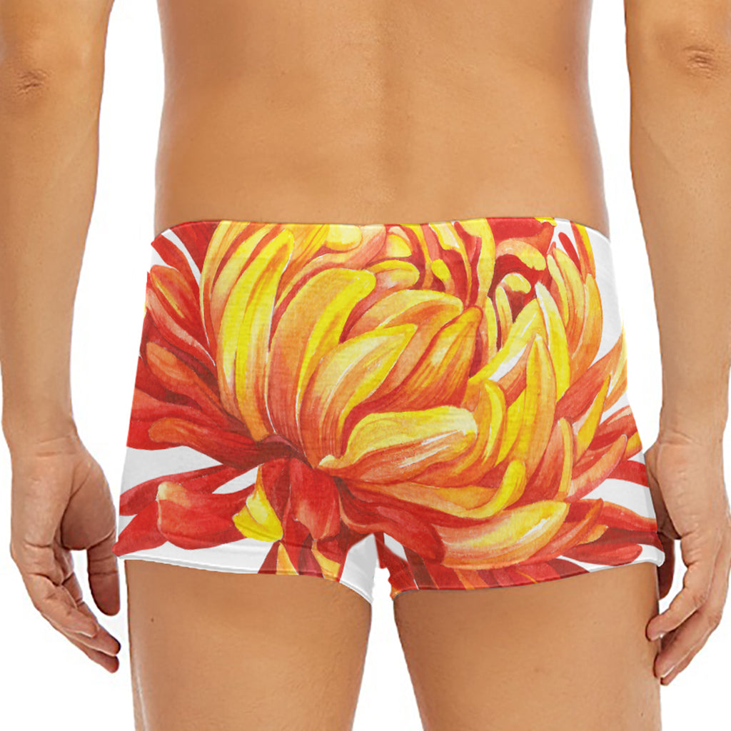 Watercolor Chrysanthemum Print Men's Short Boxer Briefs