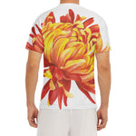 Watercolor Chrysanthemum Print Men's Short Sleeve Rash Guard