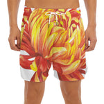 Watercolor Chrysanthemum Print Men's Split Running Shorts