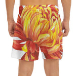 Watercolor Chrysanthemum Print Men's Split Running Shorts
