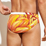 Watercolor Chrysanthemum Print Men's Swim Briefs