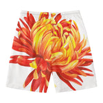 Watercolor Chrysanthemum Print Men's Swim Trunks