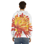 Watercolor Chrysanthemum Print Men's Velvet Pullover Hoodie