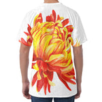 Watercolor Chrysanthemum Print Men's Velvet T-Shirt