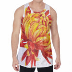 Watercolor Chrysanthemum Print Men's Velvet Tank Top