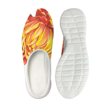 Watercolor Chrysanthemum Print Mesh Casual Shoes