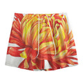 Watercolor Chrysanthemum Print Mesh Shorts