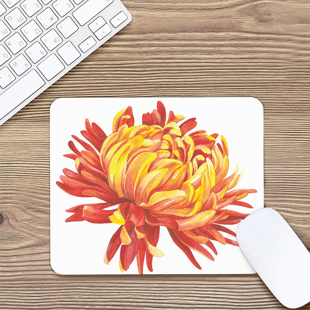 Watercolor Chrysanthemum Print Mouse Pad