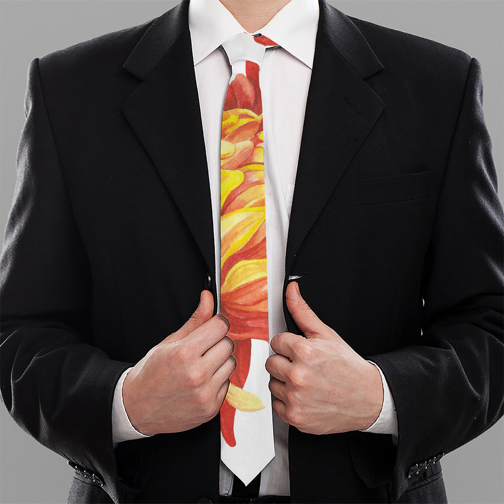 Watercolor Chrysanthemum Print Necktie