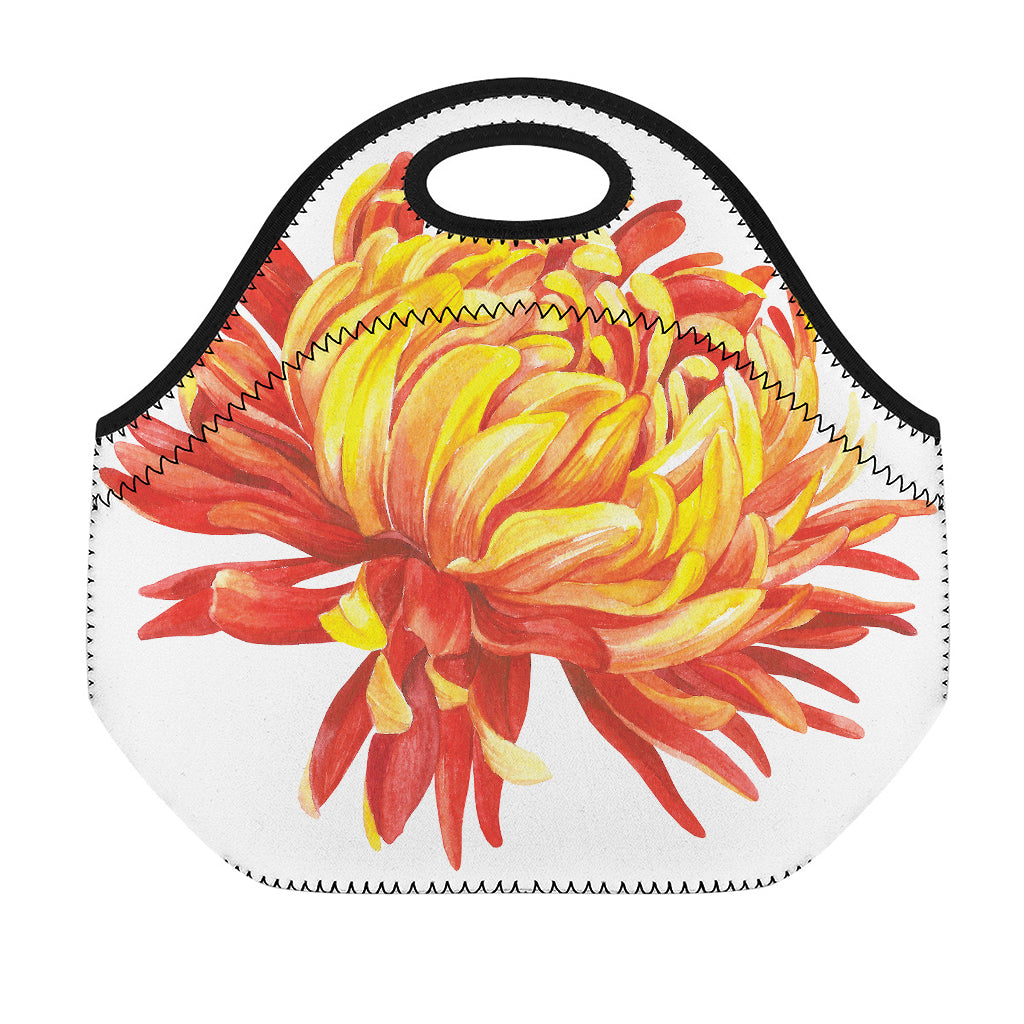 Watercolor Chrysanthemum Print Neoprene Lunch Bag