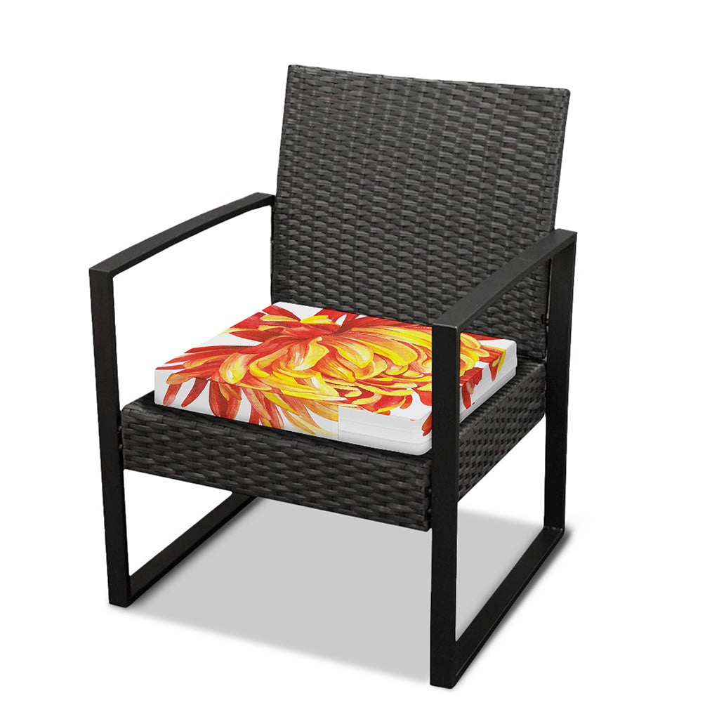 Watercolor Chrysanthemum Print Outdoor Seat Cushion Cover