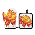 Watercolor Chrysanthemum Print Oven Mitt And Pot Holder Set