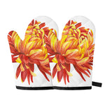 Watercolor Chrysanthemum Print Oven Mitts