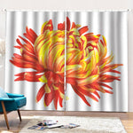 Watercolor Chrysanthemum Print Pencil Pleat Curtains