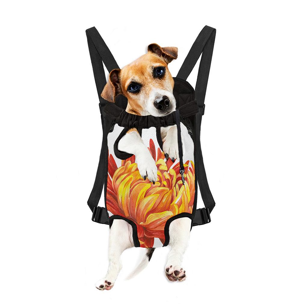 Watercolor Chrysanthemum Print Pet Carrier Backpack