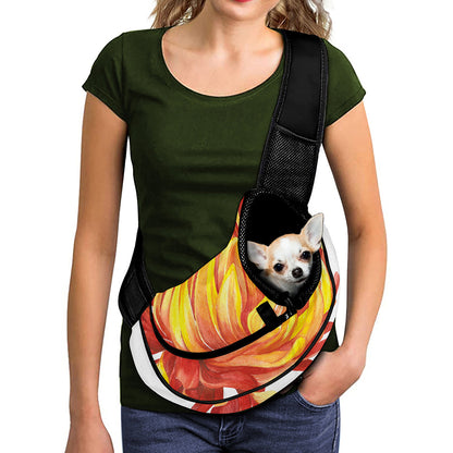 Watercolor Chrysanthemum Print Pet Sling Carrier