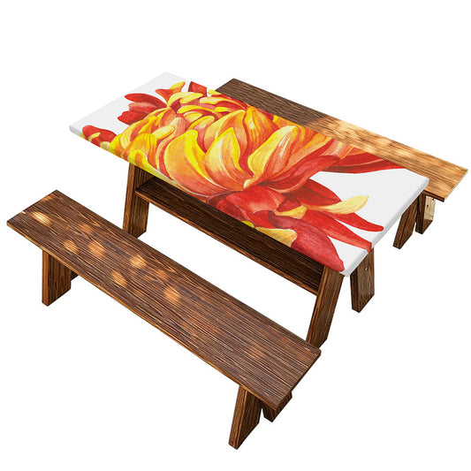 Watercolor Chrysanthemum Print Picnic Table Cover