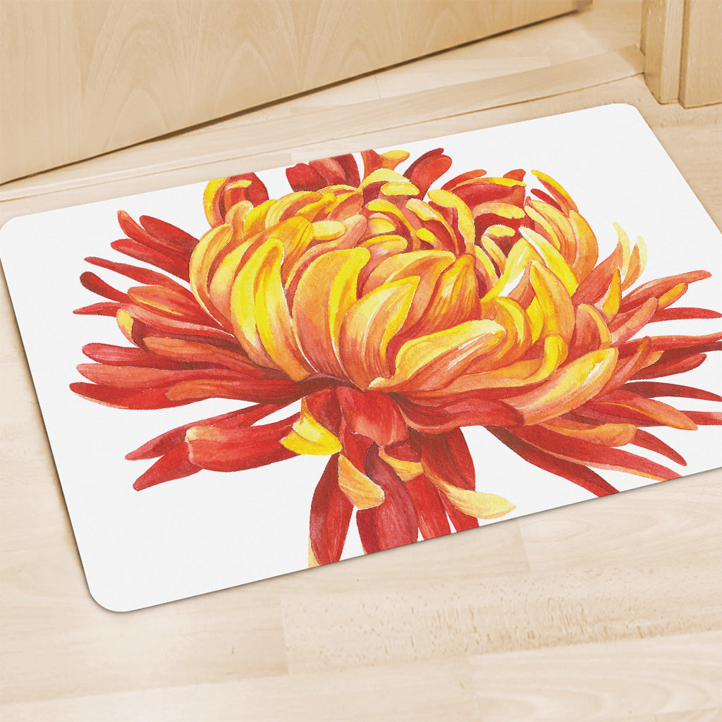 Watercolor Chrysanthemum Print Polyester Doormat