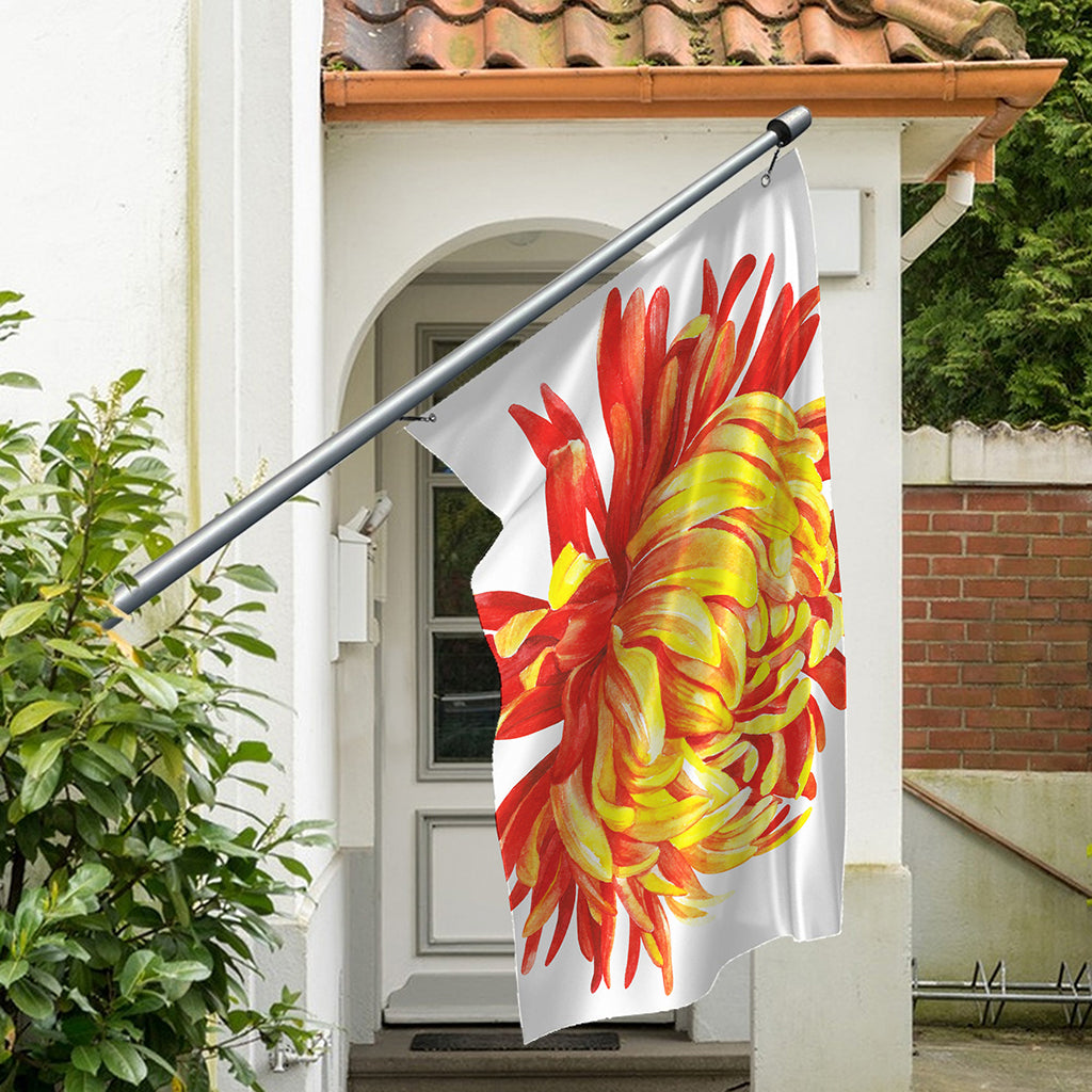 Watercolor Chrysanthemum Print Polyester Flag