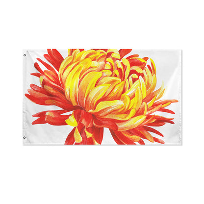 Watercolor Chrysanthemum Print Polyester Flag