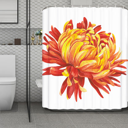 Watercolor Chrysanthemum Print Polyester Shower Curtain