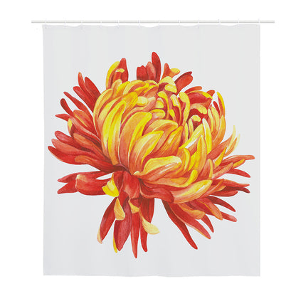Watercolor Chrysanthemum Print Polyester Shower Curtain