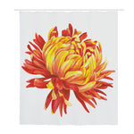 Watercolor Chrysanthemum Print Polyester Shower Curtain
