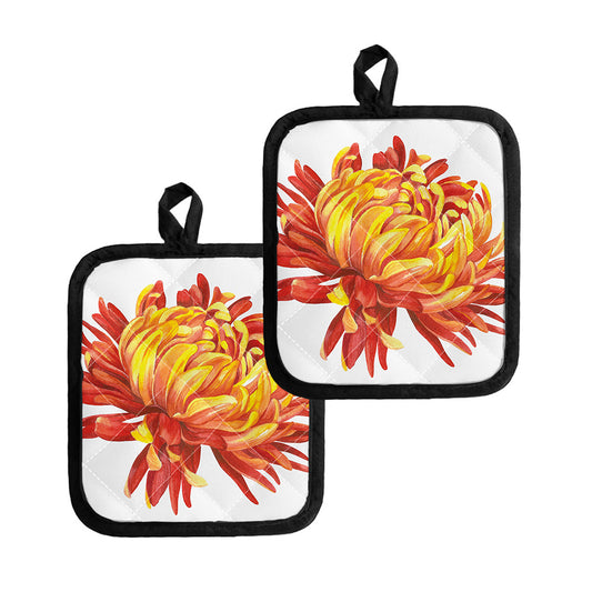 Watercolor Chrysanthemum Print Pot Holders