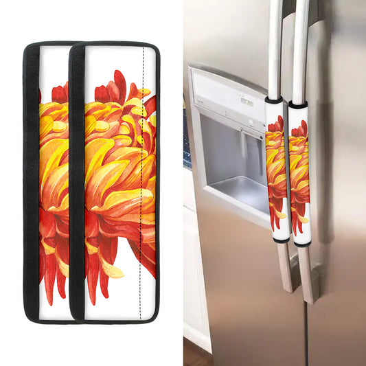 Watercolor Chrysanthemum Print Refrigerator Handle Covers