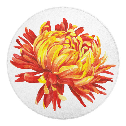 Watercolor Chrysanthemum Print Round Blanket