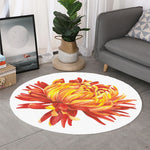 Watercolor Chrysanthemum Print Round Rug