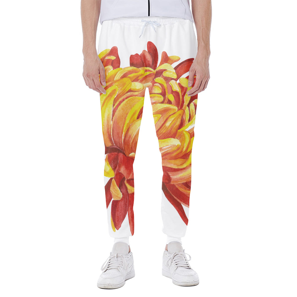 Watercolor Chrysanthemum Print Scuba Joggers