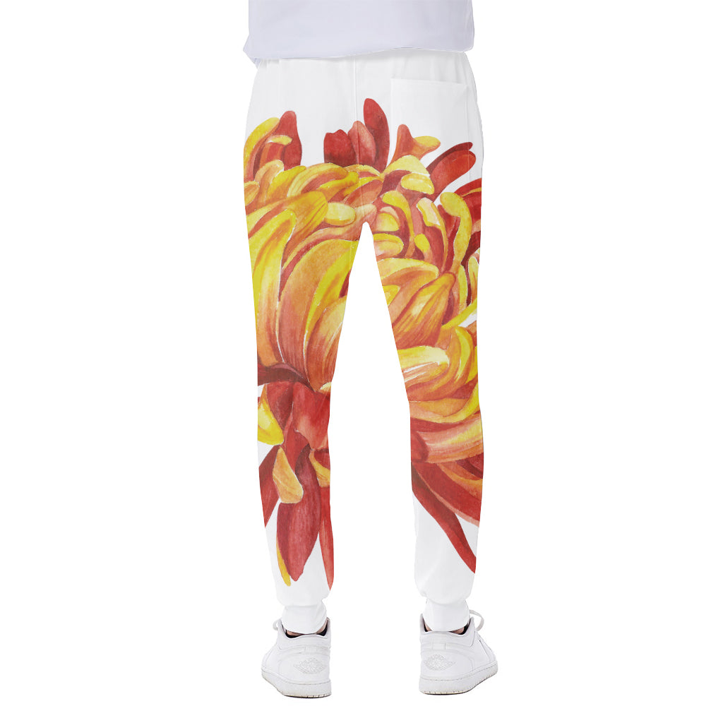 Watercolor Chrysanthemum Print Scuba Joggers